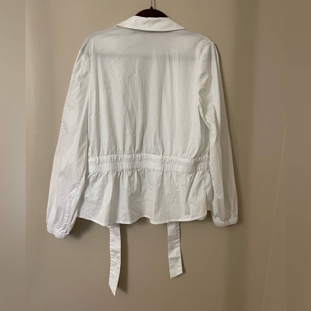 WHBM XL white Eyelet Poplin Tie Front shacket - Picture 9 of 9